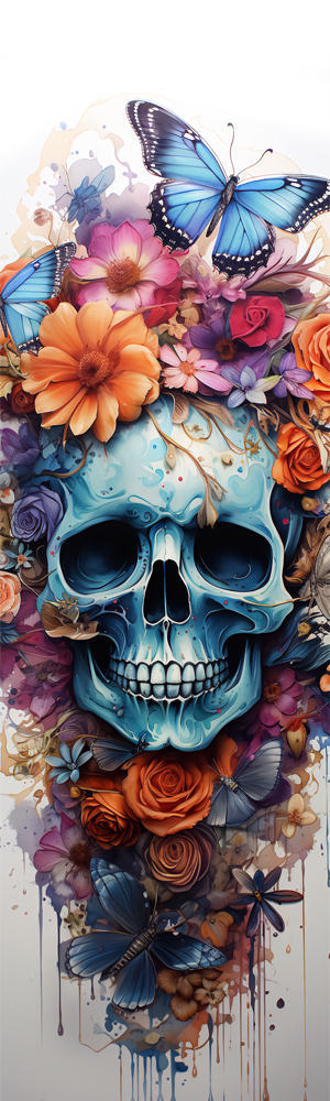 Flowered skull with butterfly